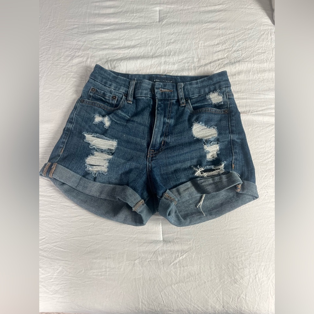 Aeropostale Denim Distressed Junior Shorts size 2 Used.